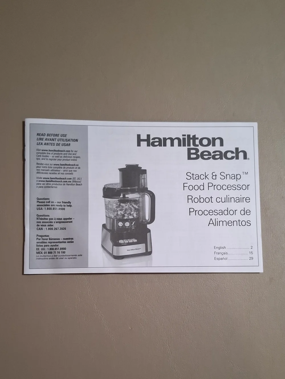 Hamilton Beach Stack & Snap Food Processor Instruction Manual